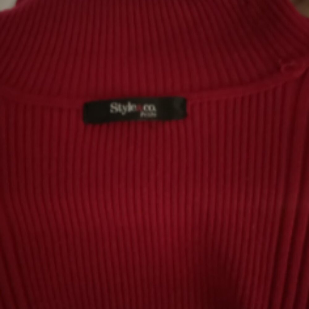 #12 Style & Co. Red Ribbed Turtleneck Sweater